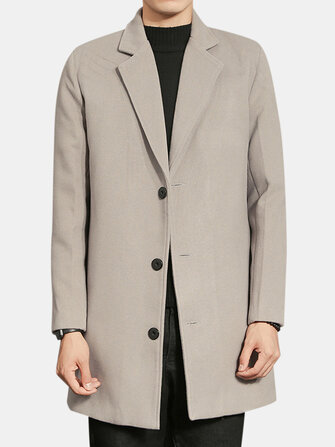 Trench coat de lã casual de comprimento médio
