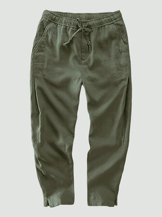 Mens 100% Cotton Loose Straight Pants