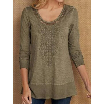 Camicia casual allentata da donna tinta unita Collo