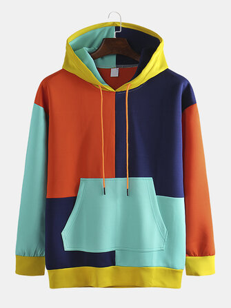 Multi-color patch hooded losse trend voor heren Hiphop Plus Cash