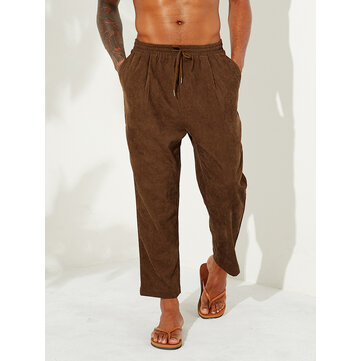 الرجال سروال قصير الرباط الصلبة اللون سروال خمر