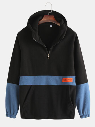 Herren Patchwork Cotton Thick Kapuzenpullover