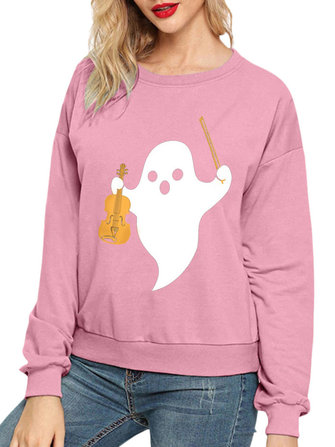 Felpe casual a manica lunga con stampa o-collo