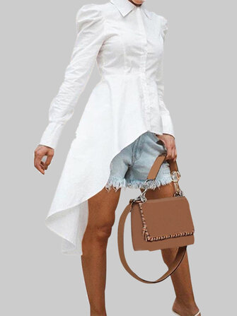 Effen kleur reversknoop hoog laag zoom basis shirt