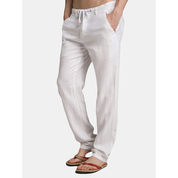 الرجل&nbsp;القطن&nbsp;الخالص&nbsp;اللون&nbsp;الرباط&nbsp;عادية سروال مستقيم