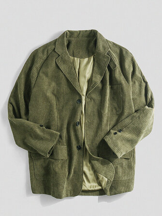 Chaqueta de manga larga cálida de pana de bolsillo para hombre vendimia