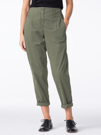 Mulheres casual bolsos laterais de cor pura cintura elástica Calças