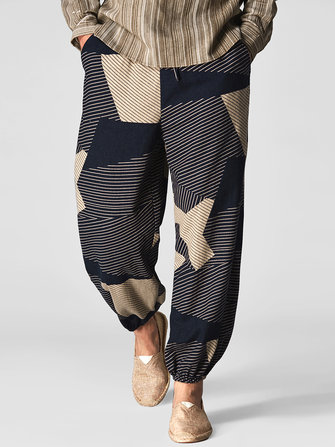 Hombres&nbsp;100%&nbsp;Algodón&nbsp;Moda&nbsp;Cordón&nbsp;Loose Fit Casual Pantalones