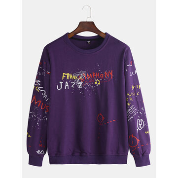 Men's New Fashion Graffiti Pullover Letter Printing Large Si
