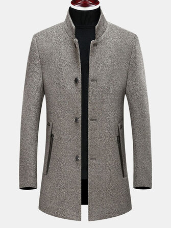 Męska wełniana tata w średnim wieku w długim kołnierzu Windbr