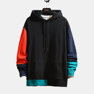 Mode patchwork sweater met capuchon en capuchon