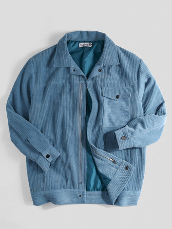 رجل خمر سروال قصير أزرار سميكة الدافئة سترة جيب كبير