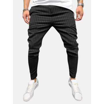 Hombres Moda Raya Ligero Casual Pantalones