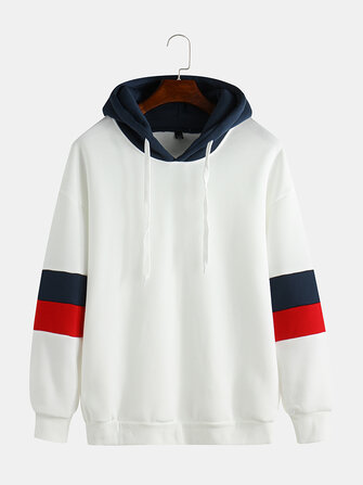 Mens Hit Color trekkoord lange mouw Casual losse Hoodies S