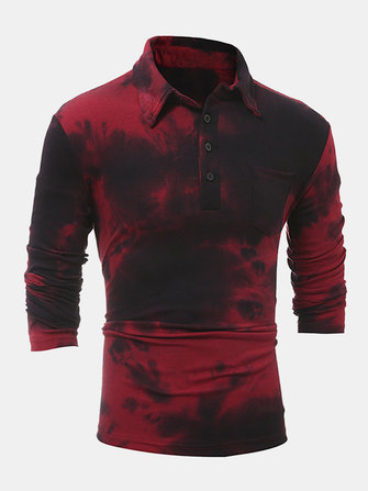 長袖プリントワインレッドカジュアルスリムシャツロングスリーブt