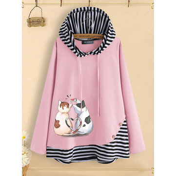 Sweat à capuche boutonné à pois