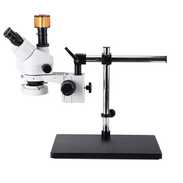 Simul-focal Continuous Zoom 7~45X Trinocular Stereo Microscope+HD USB 16MP Microscope Camera+56 LED Light+Universal Bracket