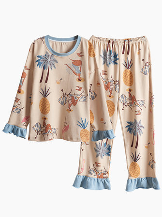 Pyjama en coton à manches longues ensemble de pyjama lâche