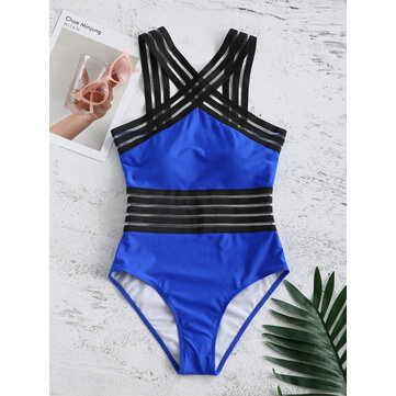 Cross Criss Mesh See Through Swimwear