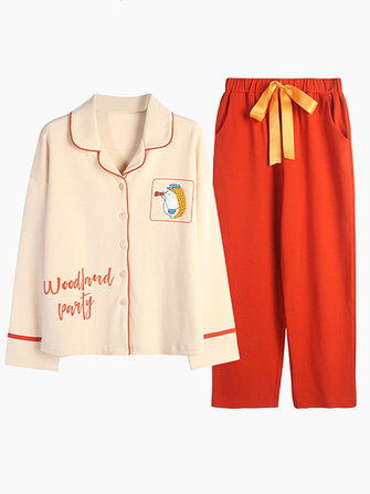 Pigiama a maniche lunghe in cotone pigiama abbottonato in 2 pezzi