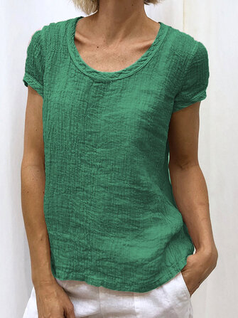 Frauen Einfarbig Kurzarm Rundhals Lässige T-Shirts