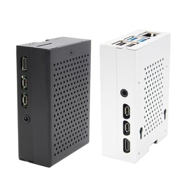 Enclosure Shell preto / de prata do alumínio Caso com o ventilador de refrigeração para Raspberry Pi 4 Model B