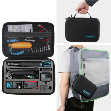 RUIGPRO Portable Carry Case Large Size 63x227x335mm Storage Bag for GoPro Hero 3/4/5/6/7/8 SJCAM M20 SJ6 SJ7 FPV Action Camera