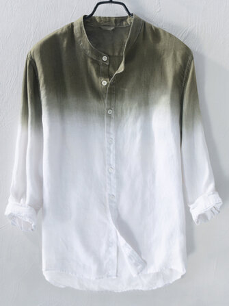 Camicie casual alla moda traspiranti in cotone color verde sfumato