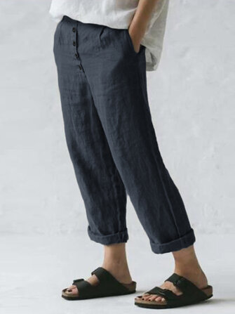 Kadınlar Katı Yüksek Bel Günlük Uzun Harem Pantolon