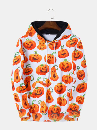 Halloween Pumpkin Monster Print Casual zak met capuchon