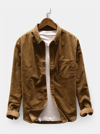 Lässige&nbsp;Corduroy-Lose-Taschen-Design-Shirts