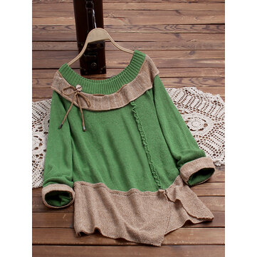 Dames Vintage ronde hals Sweaters met lange mouwen