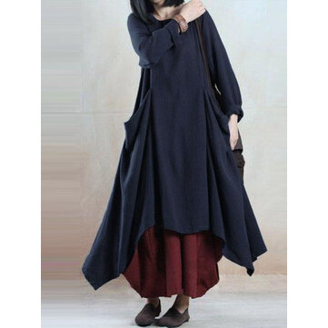 ZANZEA Femmes Maxi Dress Ethnique Asymétrique