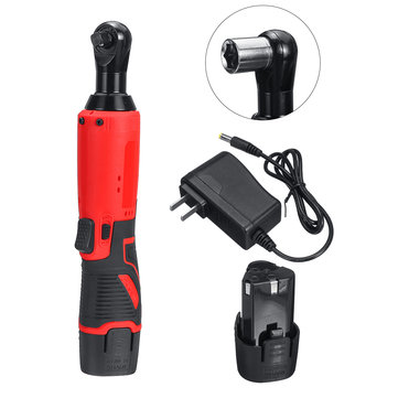 3/8'' 12V 45N.m Cordless Electric Ratchet 90° Right Angle Wrench Tool Portable LED Wrench with 2 Li-ion Battery 7 Socket Set