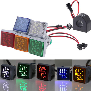 Geekcreit® 3 in 1 AC 60-500 V 100A Voltmeter Ampèremeter HZ Hertz Frequentiemeter 22mm Digitale stroomspanning Amp signaallicht LED Lampindicator met CT