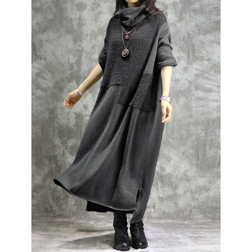 Women Casual Solid Color Long Sleeve Maxi Dress