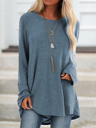 Casualowe koszulki z długim rękawem i okrągłym dekoltem