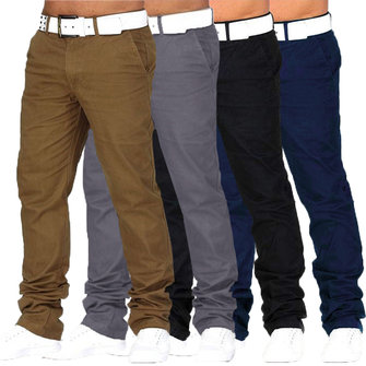 Men's Regular Fit Jeans Trousers Chino Business Casual Formal Pants Long Slacks