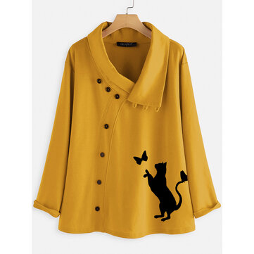 Damska przyczynowa bluzka z motywem kotka