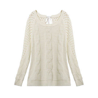 Mulheres pullover arco oco manga longa soltas em torno do pesco&ccedil;o halter camisola